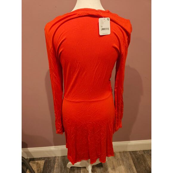 Free people beach womems medium red faux wrap mini dress nwt boho festival - Picture 3 of 6